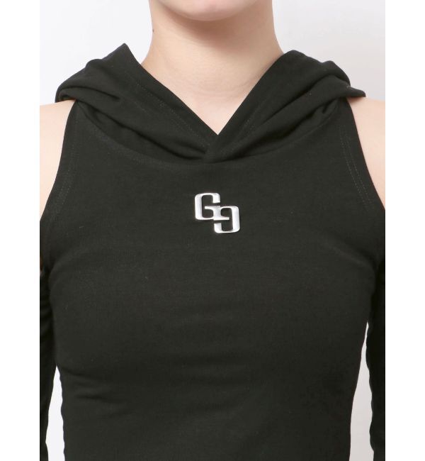 GYDA「GGフードショルダーオープンデザインショートトップス」|Tシャツ・カットソー|