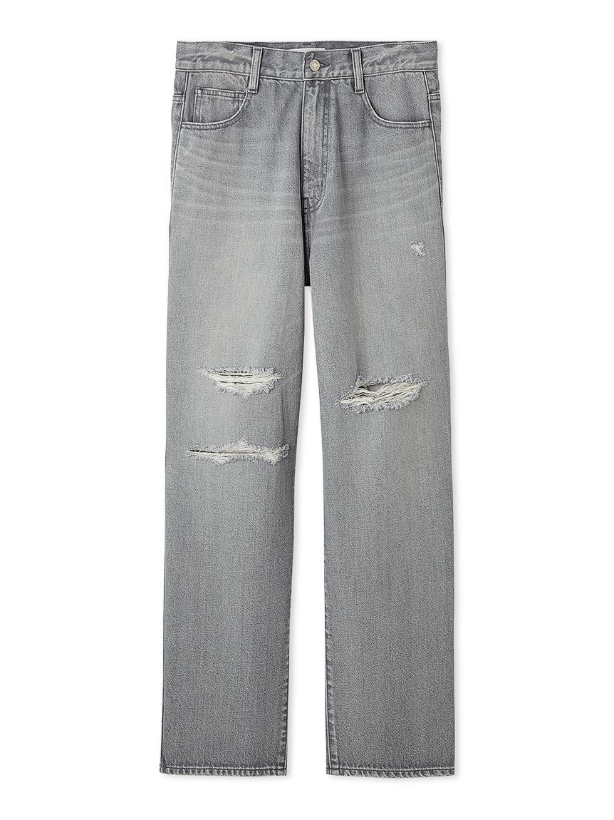 Mila Owen「ダメージ加工ルーズストレートデニムパンツ」|デニム|