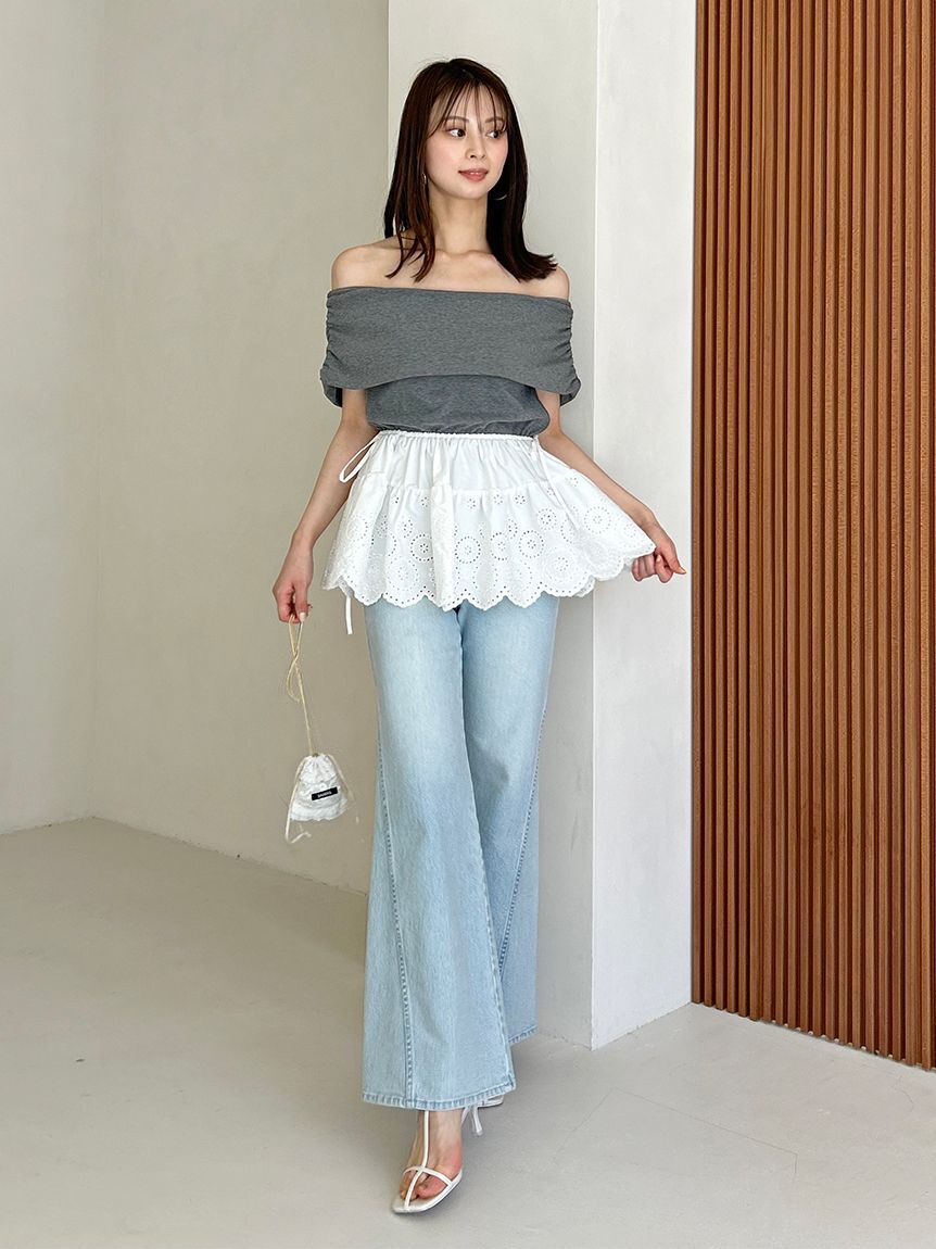 SNIDEL「【00サイズあり】Sustainableストレッチフレアデニムパンツ」|デニム|