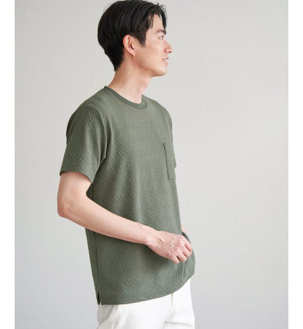 ikka「ヘリンボンフクレジャカードTシャツ」|Tシャツ・カットソー|