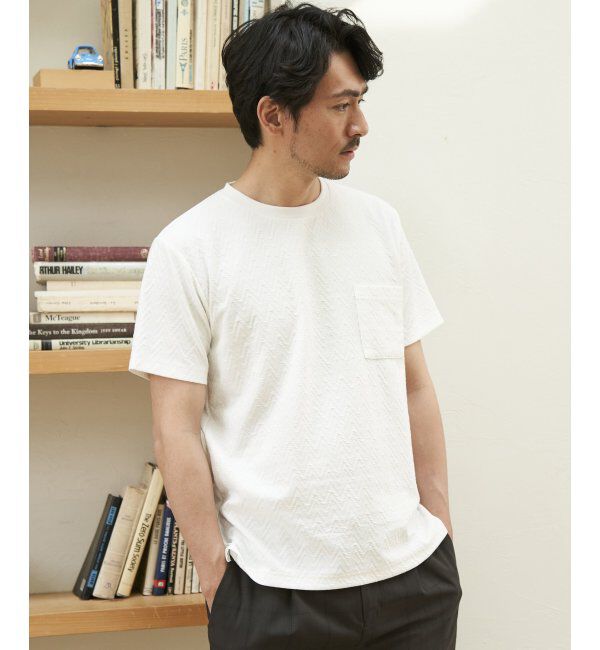 ikka「ヘリンボンフクレジャカードTシャツ」|Tシャツ・カットソー|