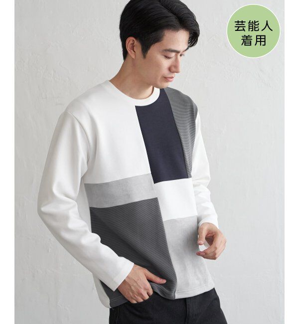 ikka「ブロックスダンボールクルーネック」|パーカー|ホワイト