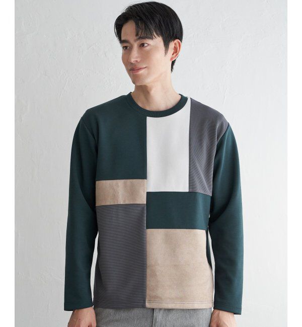 ikka「ブロックスダンボールクルーネック」|パーカー|