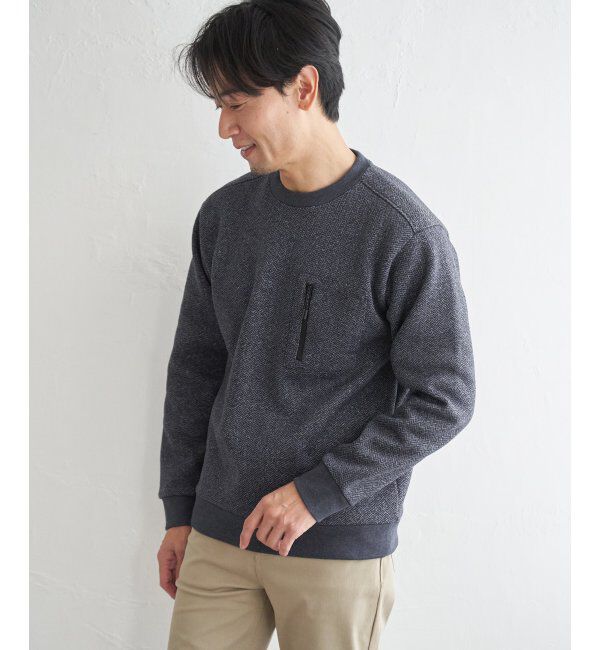 ikka「ウールライクニットヘリンボンプルオーバー」|パーカー|