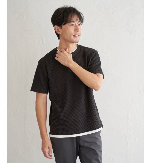 ikka「【抗菌防臭】冷感ドライワッフルフェイクT」|Tシャツ・カットソー|