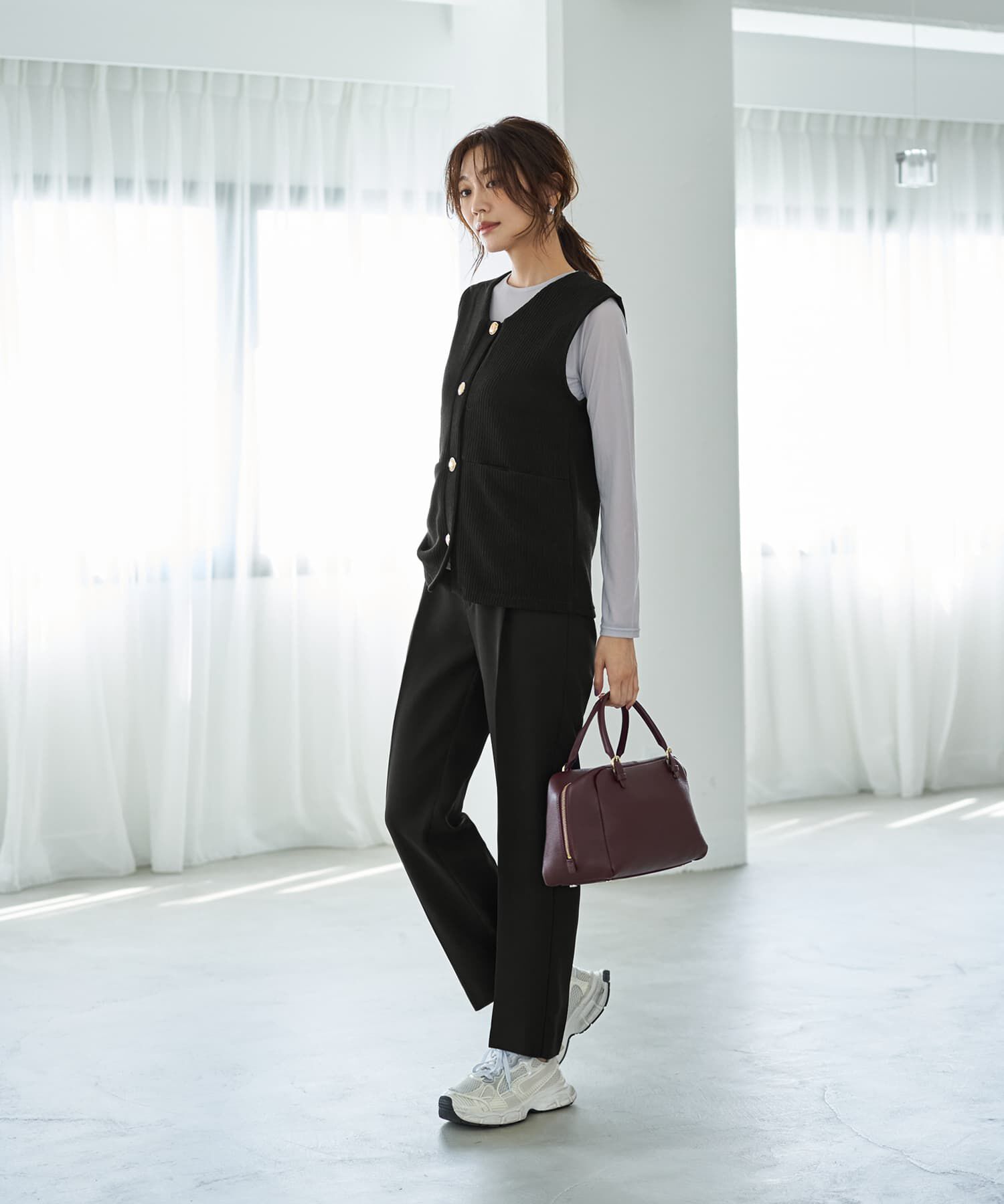 STYLE DELI「GOLDボタンリブニットソーベスト」|ベスト・ジレ|