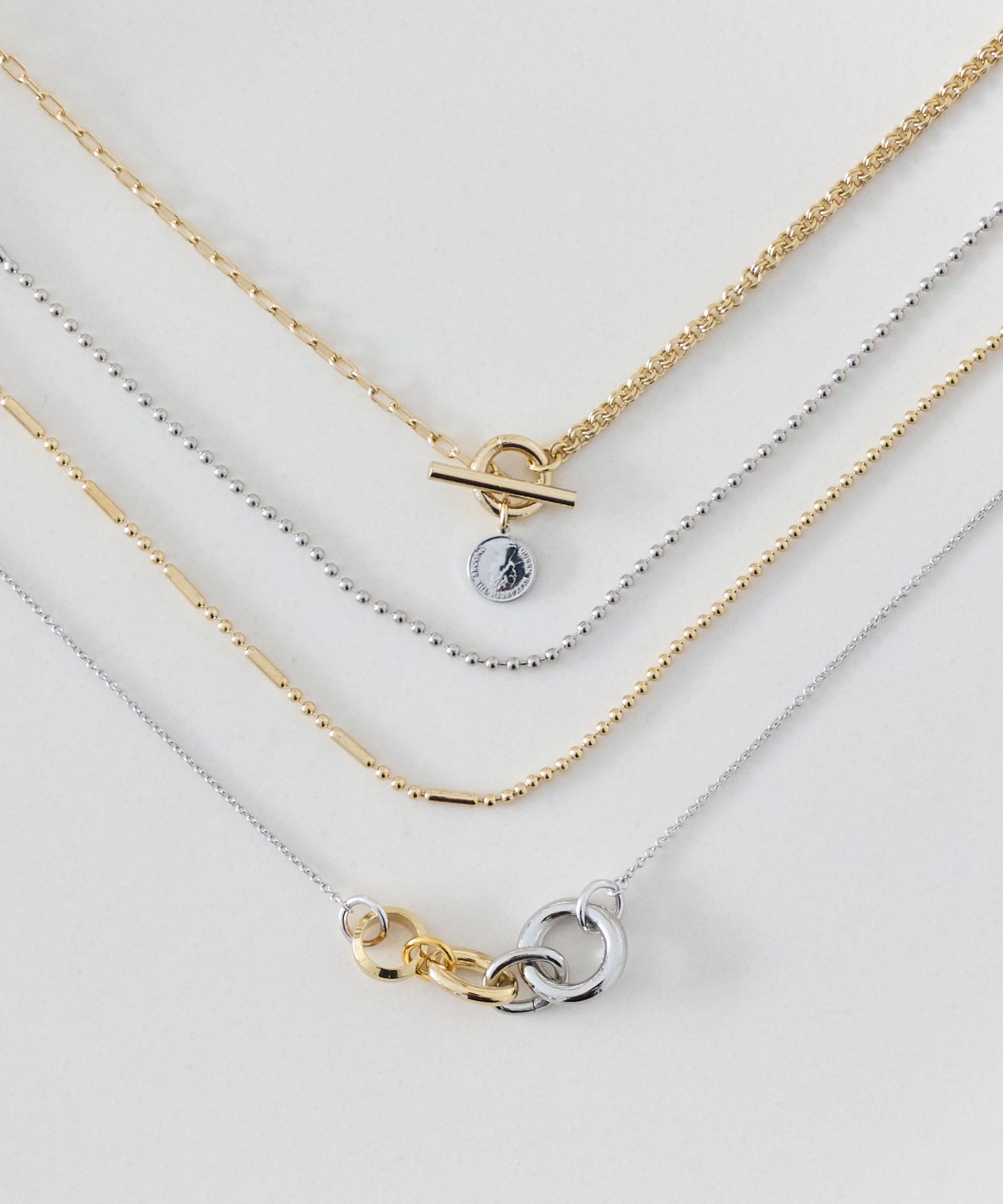  「【金属アレルギー対応】Y字マルチwayロングコインチェーンネックレス　ゴールド」|ネックレス|