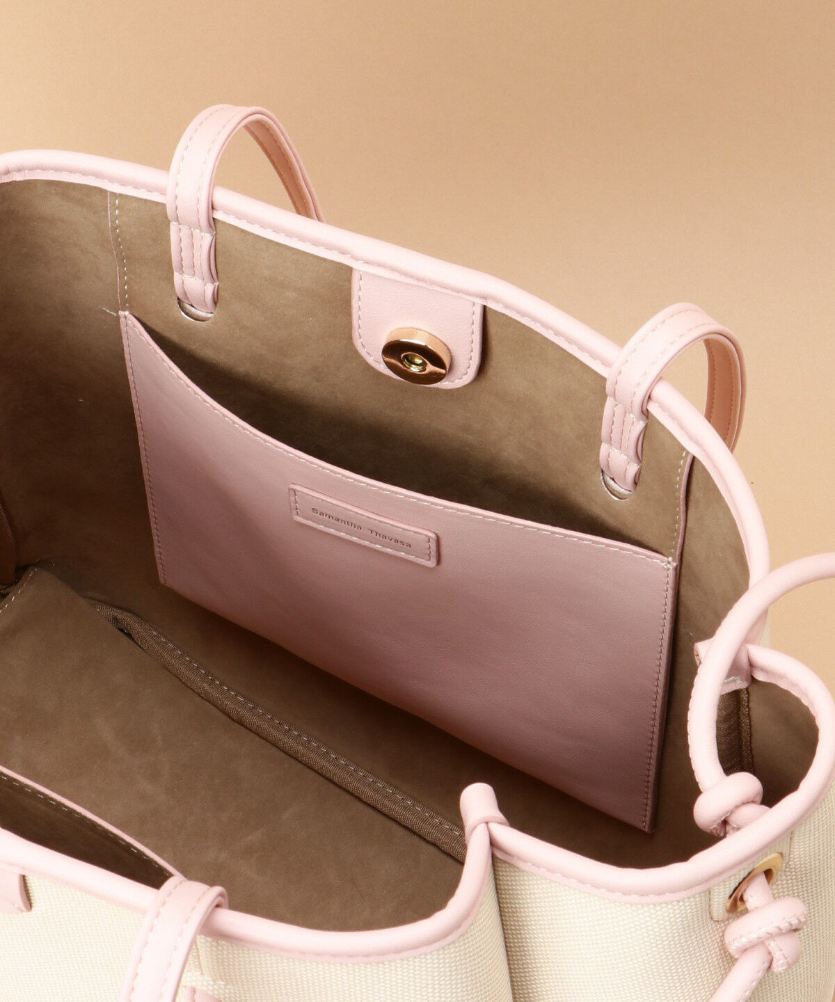 Samantha Thavasa「キャンバスデザイン 合皮トートバッグ 大サイズ」|トートバッグ|