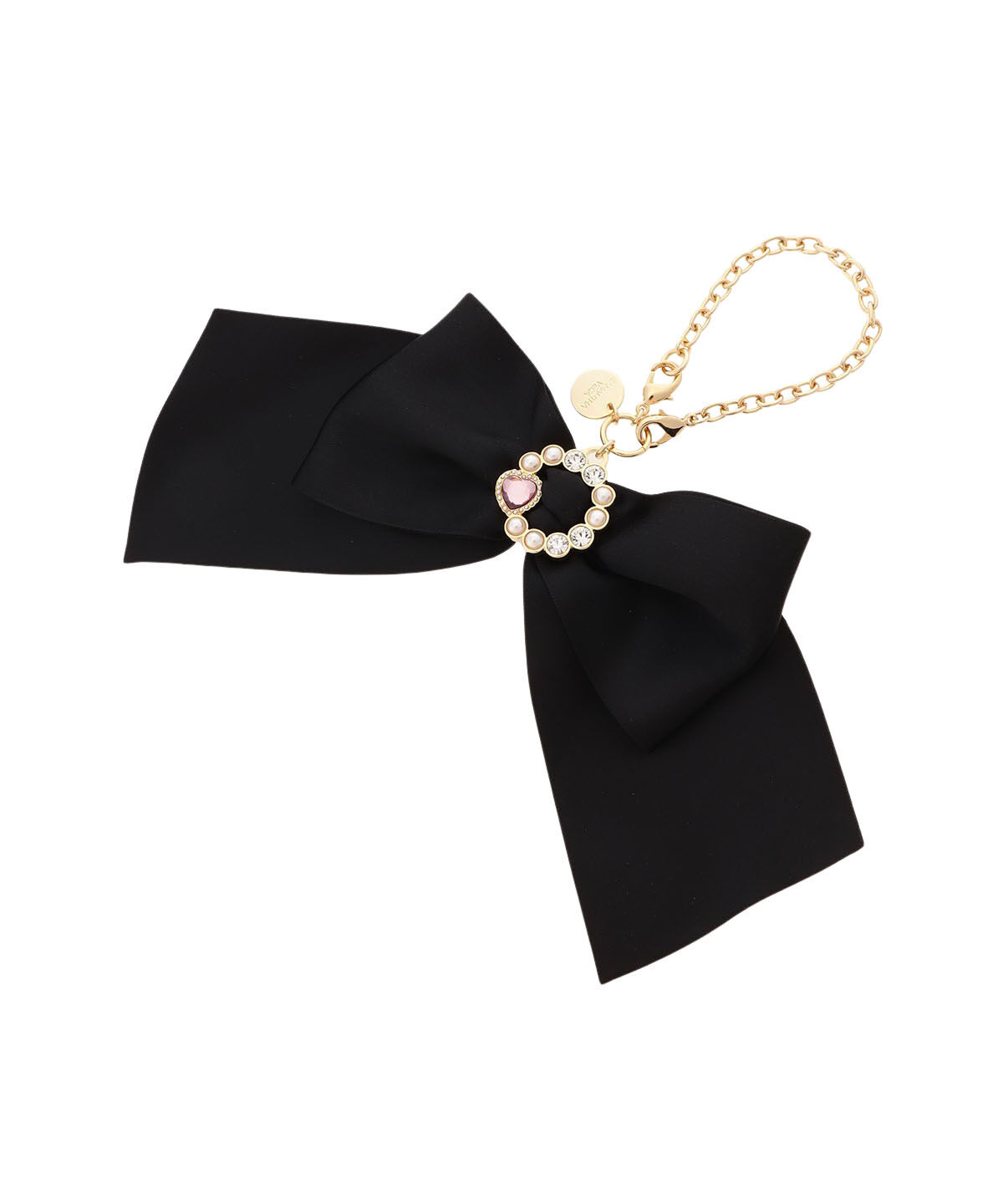 Samantha Vega「サークルビジューリボンバッグチャーム」|チャーム・キーホルダー|ブラック