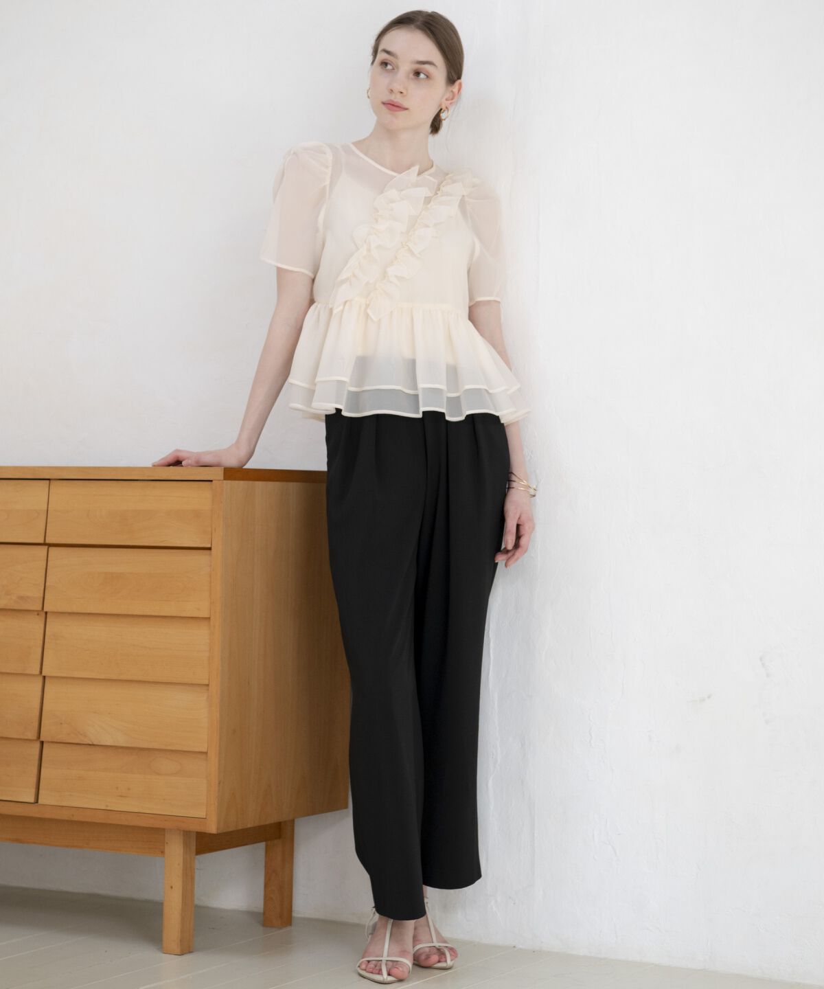 アンドクチュール「キャミ付きペプラムシアーブラウス」|シャツ・ブラウス|