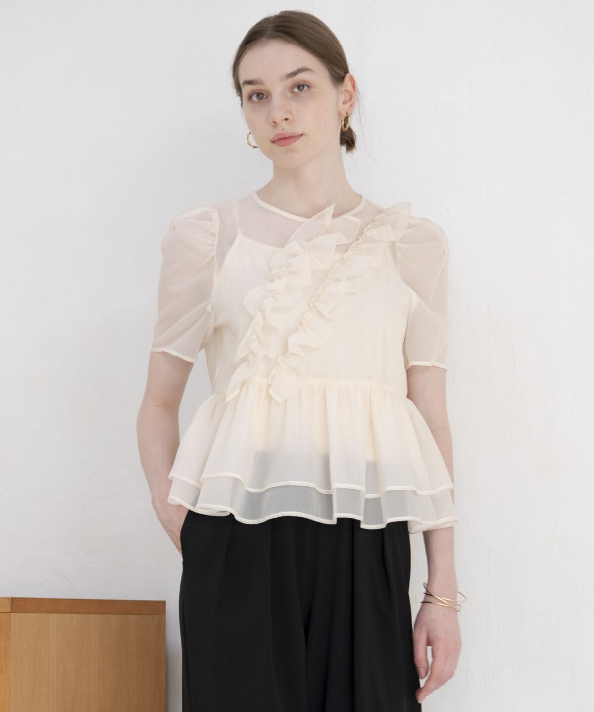 アンドクチュール「キャミ付きペプラムシアーブラウス」|シャツ・ブラウス|