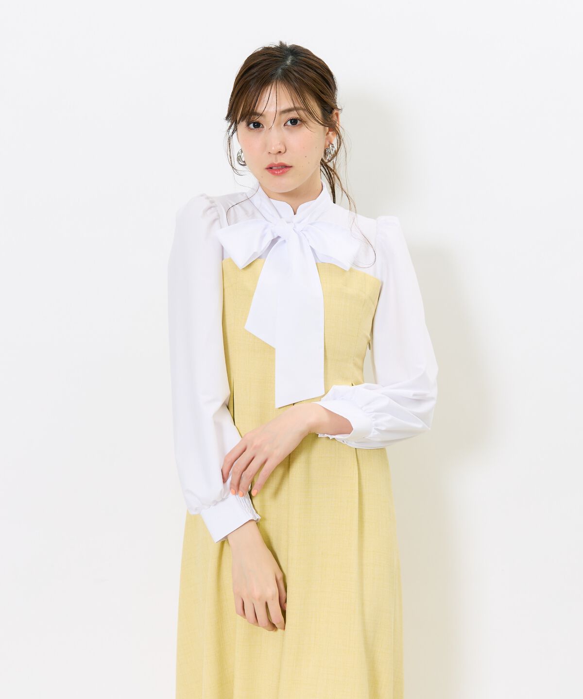 アンドクチュール「ヨーク切替リボンタイワンピース」|ワンピース|