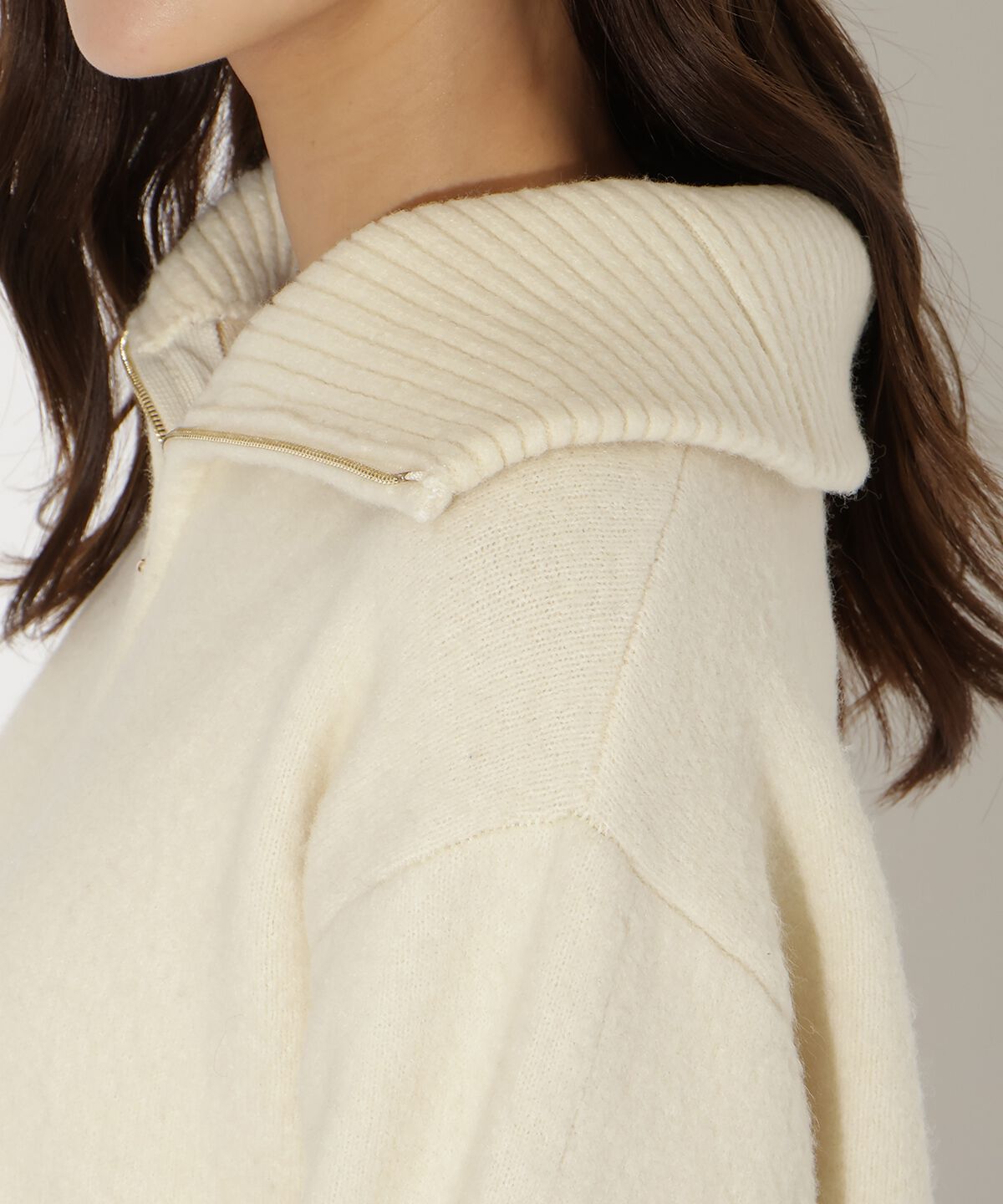 アンドクチュール「ZIPビッグカラープルオーバー」|ニット・セーター|