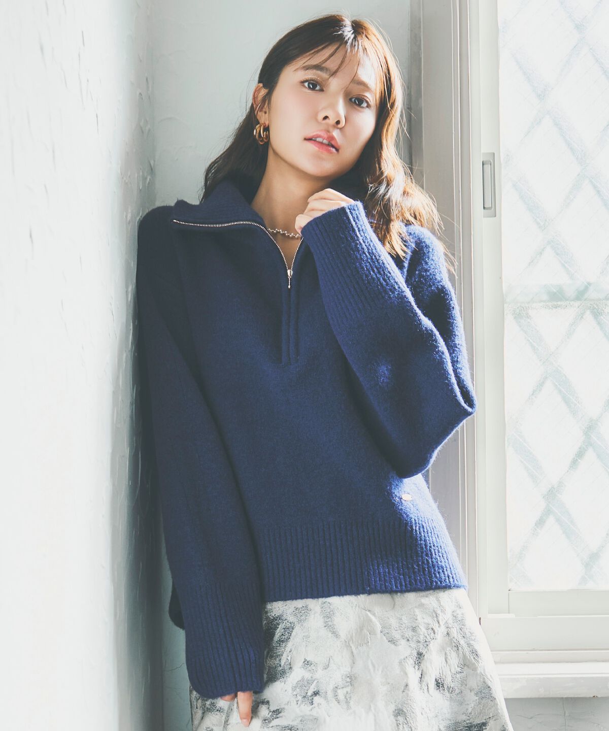 アンドクチュール「ZIPビッグカラープルオーバー」|ニット・セーター|