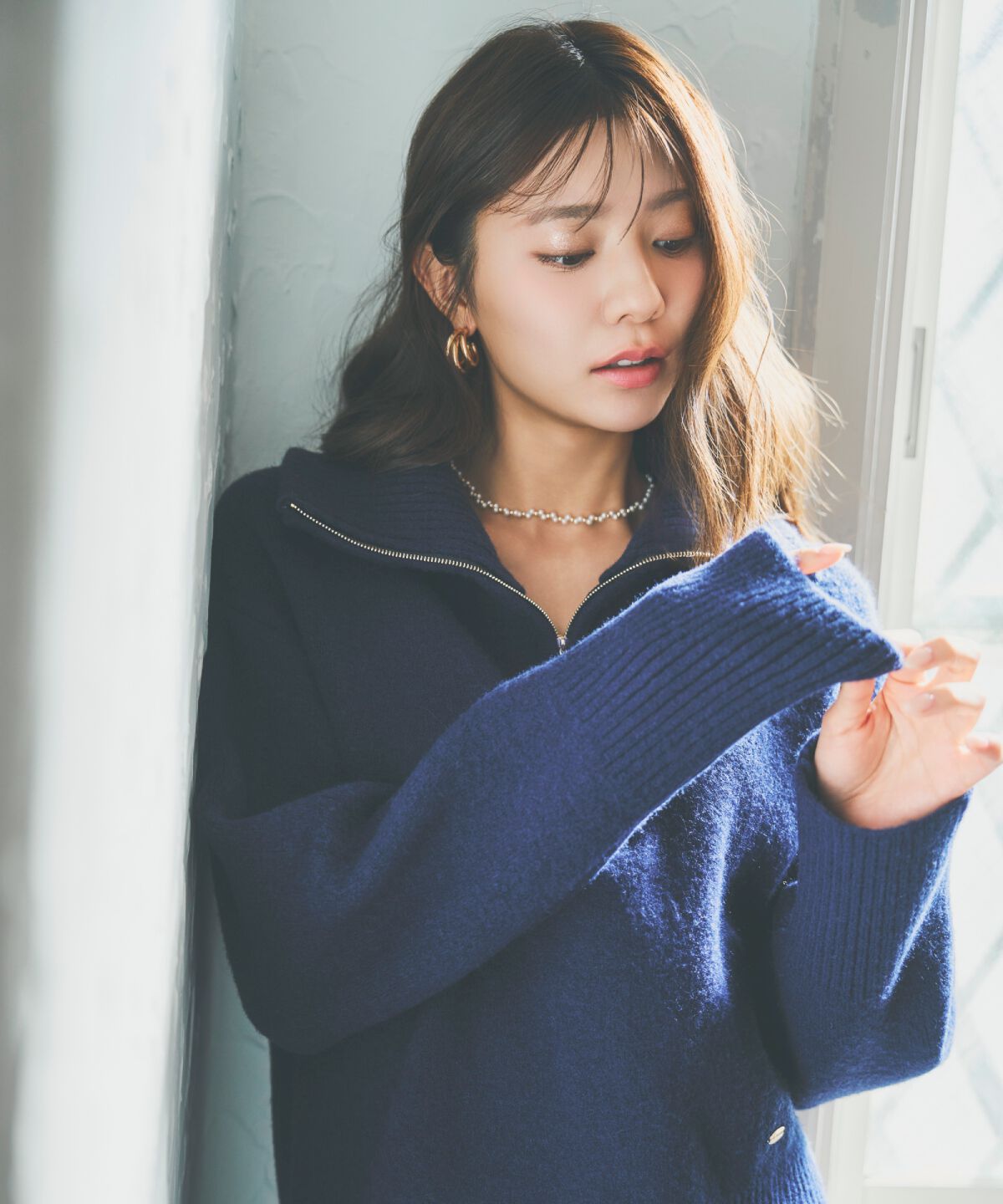 アンドクチュール「ZIPビッグカラープルオーバー」|ニット・セーター|