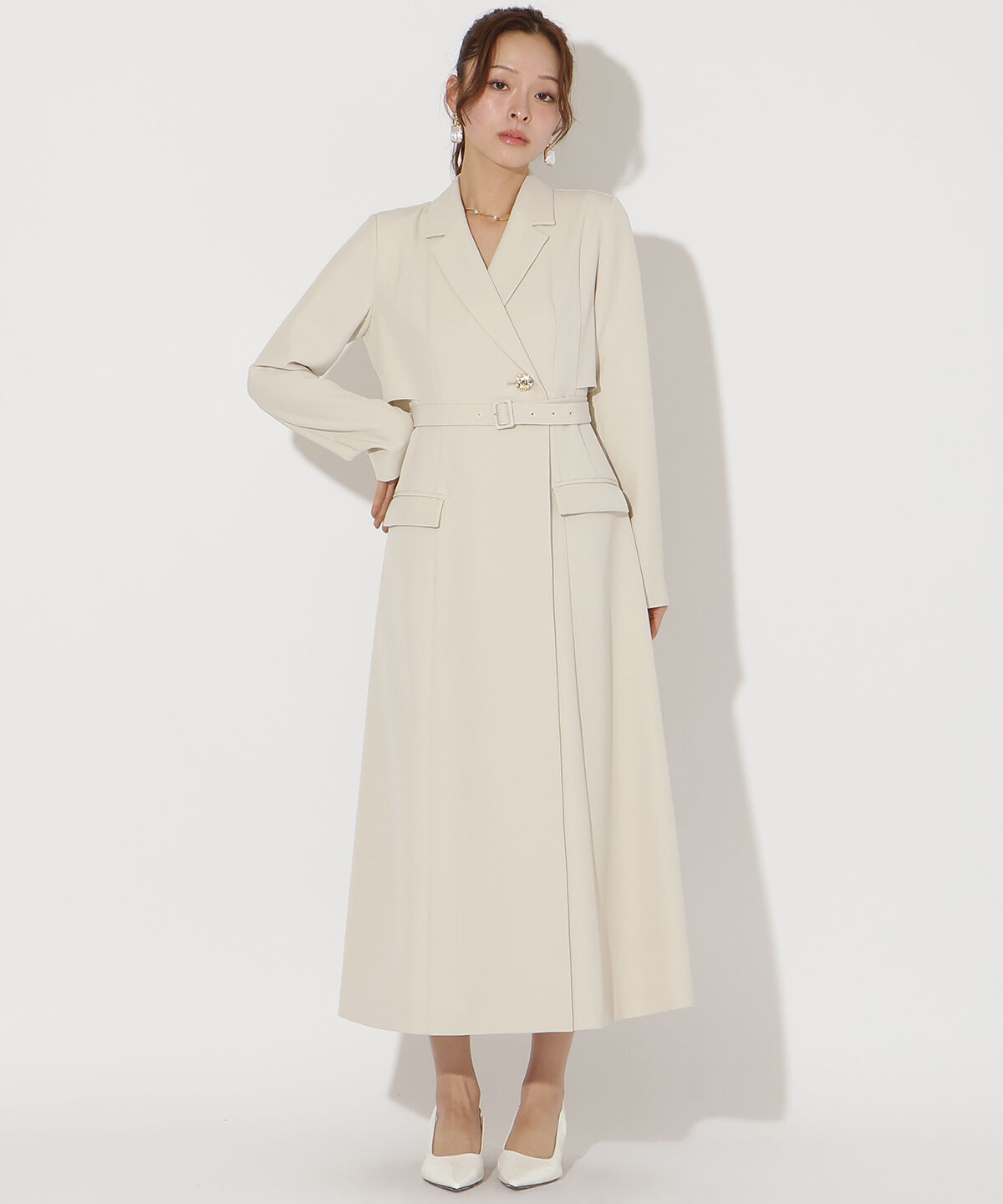 アンドクチュール「トレンチ風ワンピース」|ワンピース|ベージュ