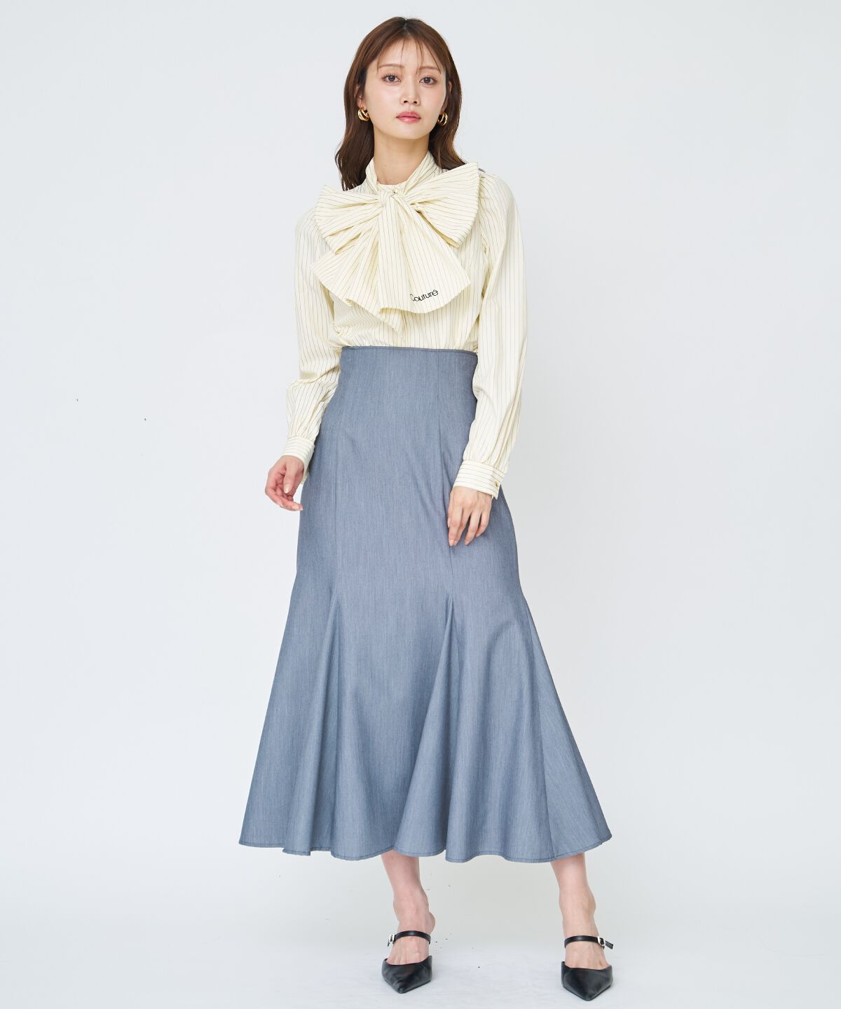 アンドクチュール「バタフライリボンストライプブラウス」|シャツ・ブラウス|