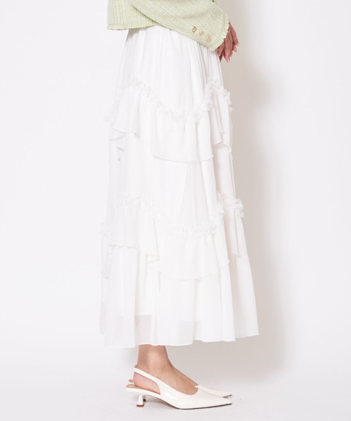 アンドクチュール「ティアードチュールスカート」|フレア|