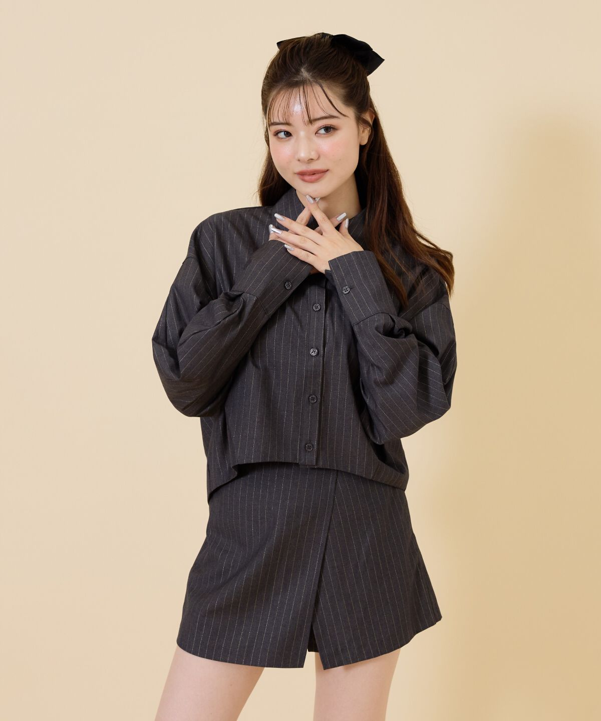 REDYAZEL「ゴールドラメストライプラップショートパンツ」|キュロット|