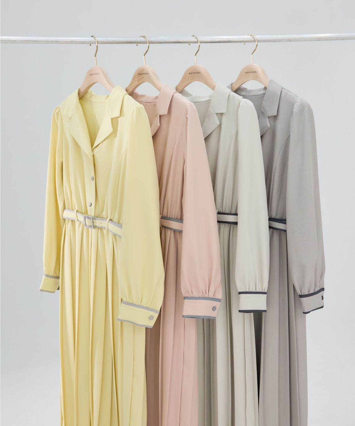 REDYAZEL「バイカラープリーツシャツワンピース」|ワンピース|