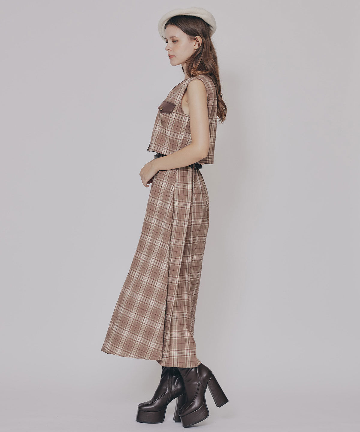 REDYAZEL「クラシカルチェックベスト&フレアスカートセットアップ」|ワンピース|