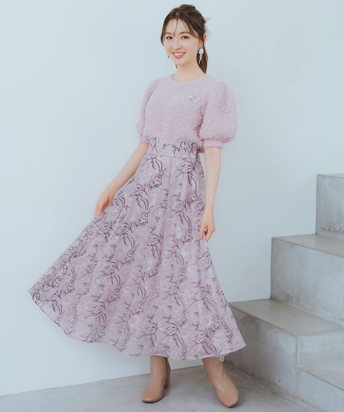 WILLSELECTION「リボンブローチ付きテディヤーンニット」|ニット・セーター|