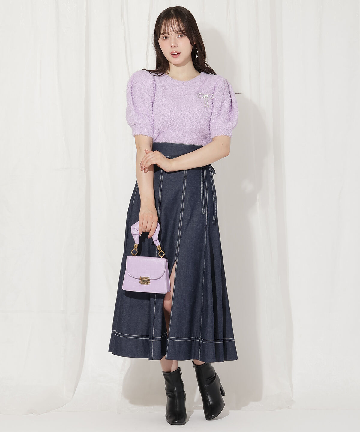 WILLSELECTION「リボンブローチ付きテディヤーンニット」|ニット・セーター|