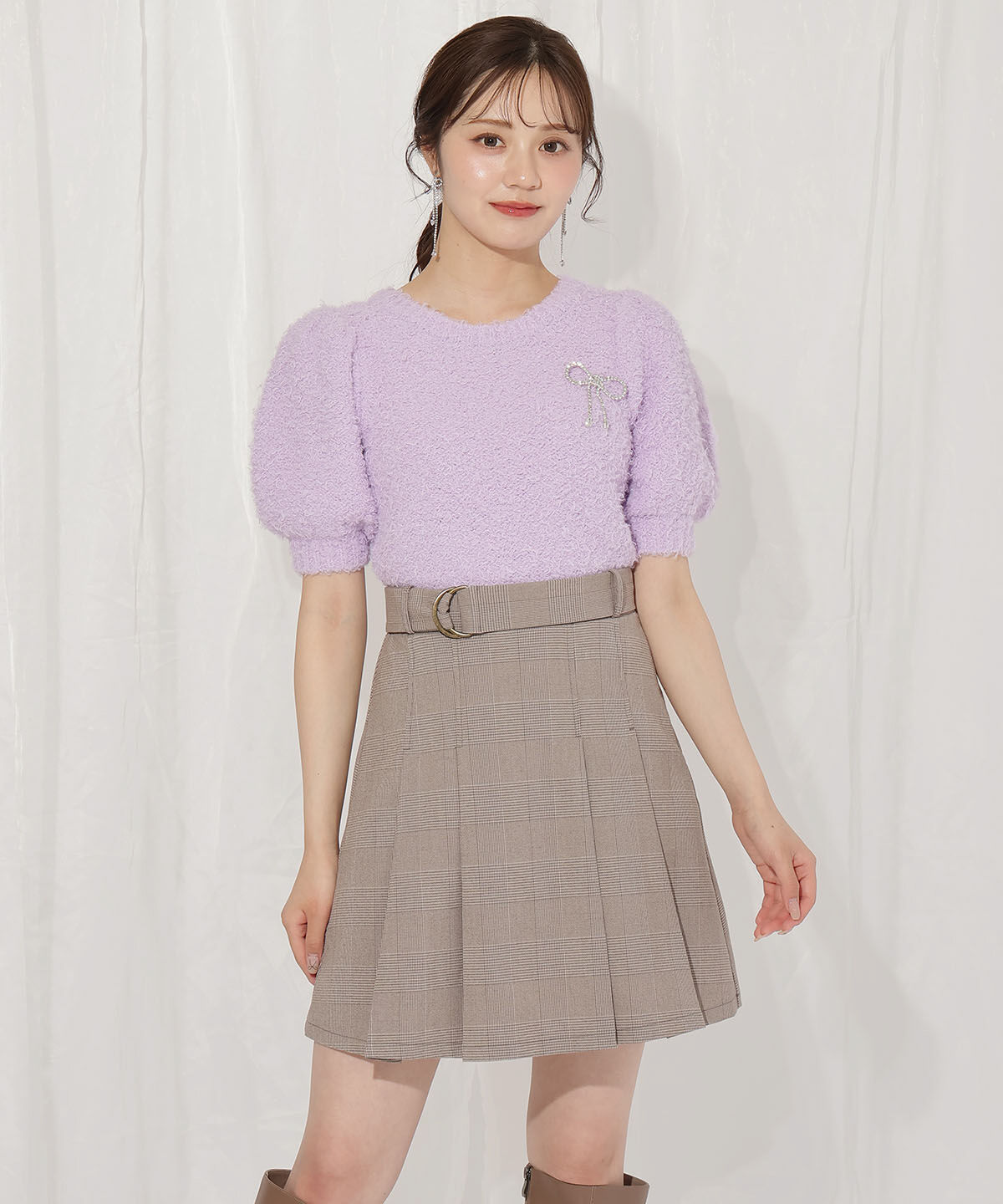 WILLSELECTION「リボンブローチ付きテディヤーンニット」|ニット・セーター|