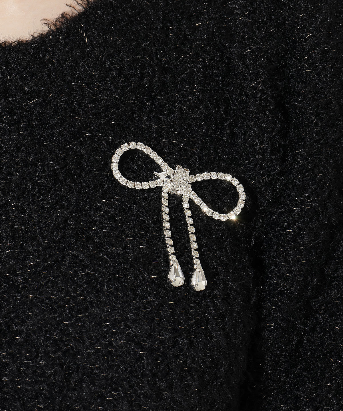 WILLSELECTION「リボンブローチ付きテディヤーンニット」|ニット・セーター|