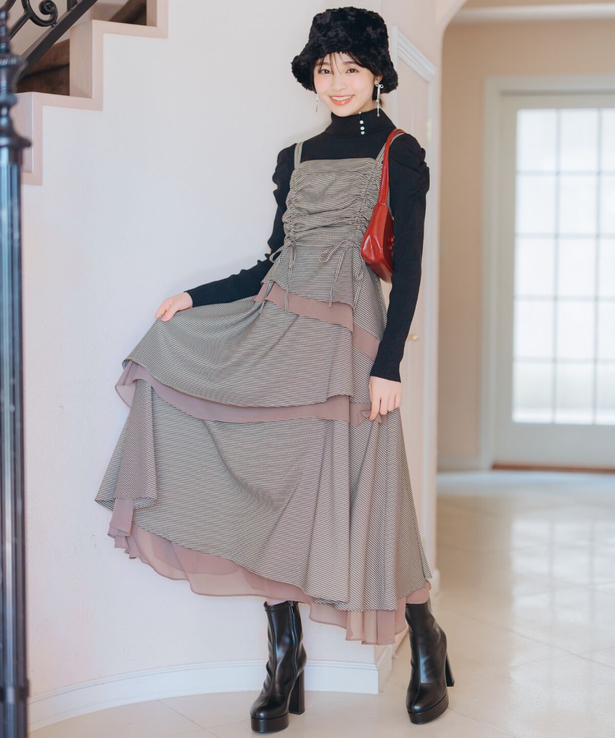 WILLSELECTION「ティアードギャザーキャミワンピース」|ワンピース|茶系チェック