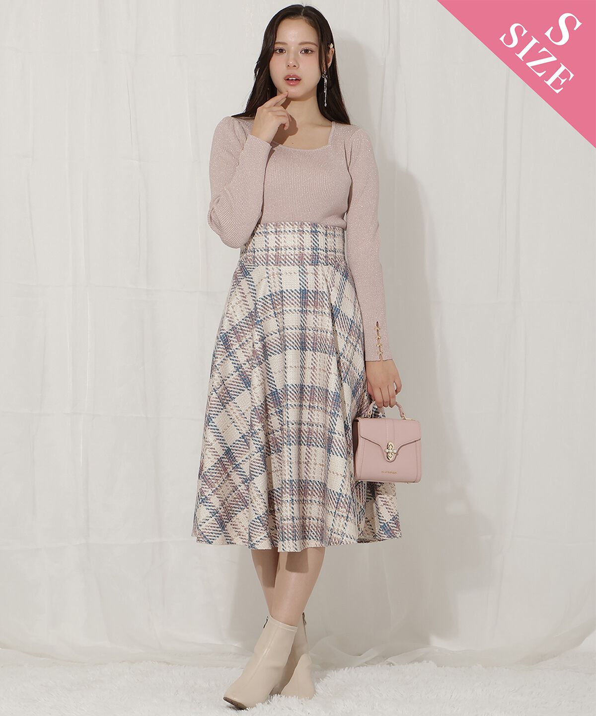 WILLSELECTION「オリジナルチェックスカート」|フレア|beige/ﾁｪｯｸ