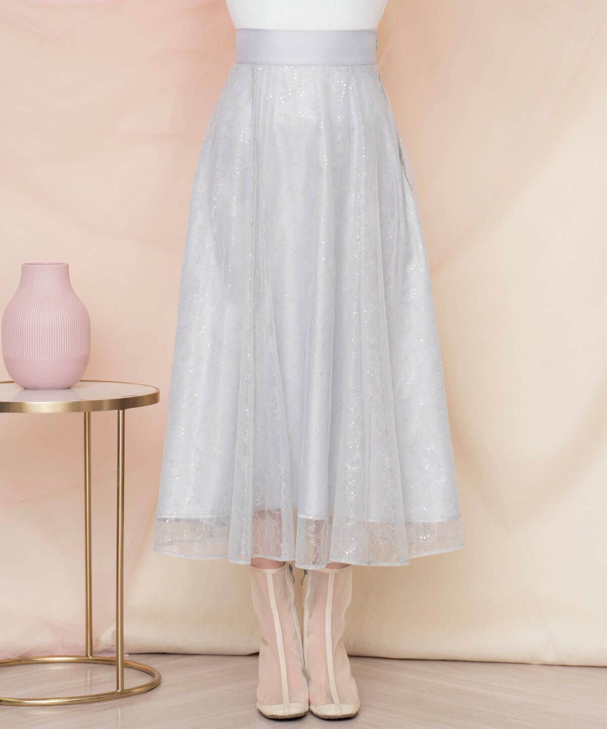 WILLSELECTION「スパンコール付きチュールスカート」|フレア|