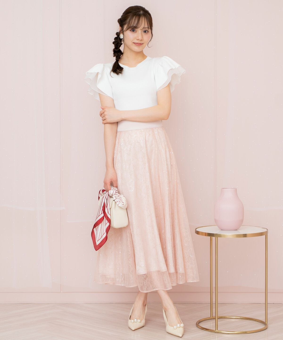 WILLSELECTION「スパンコール付きチュールスカート」|フレア|