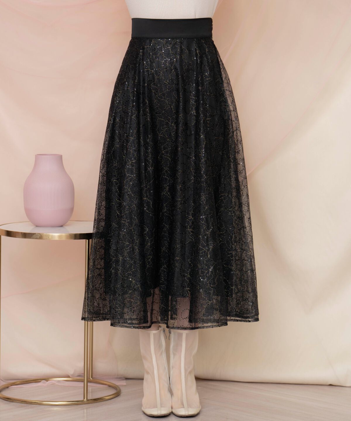 WILLSELECTION「スパンコール付きチュールスカート」|フレア|