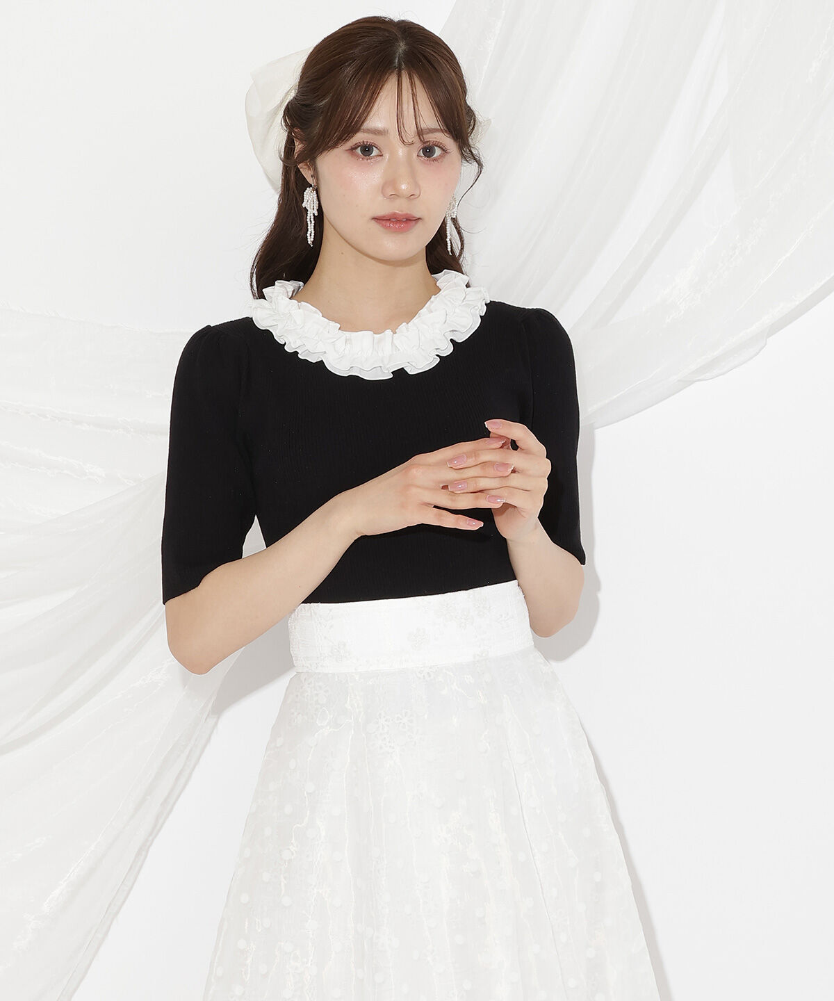 WILLSELECTION「フリル襟リブニット」|ニット・セーター|