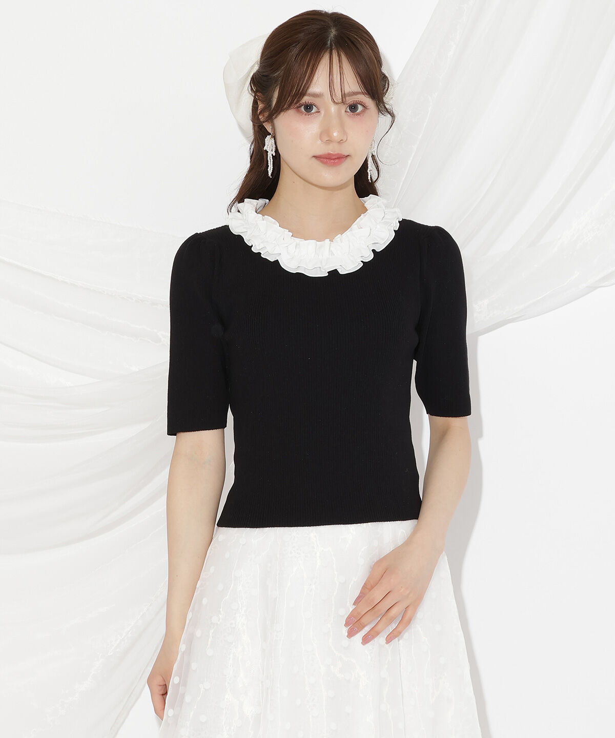 WILLSELECTION「フリル襟リブニット」|ニット・セーター|