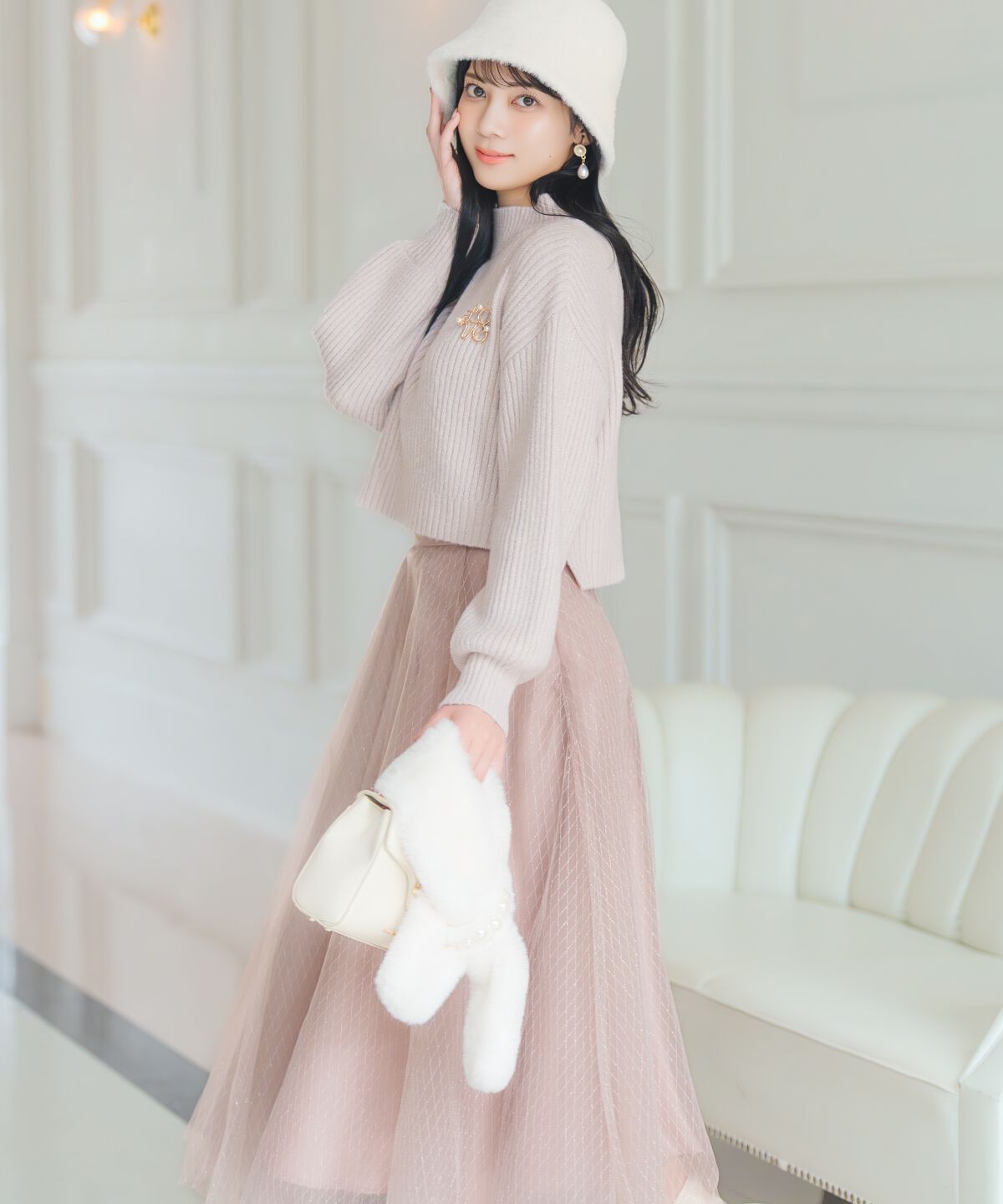 WILLSELECTION「ブローチ付きクロップドラメニット」|ニット・セーター|