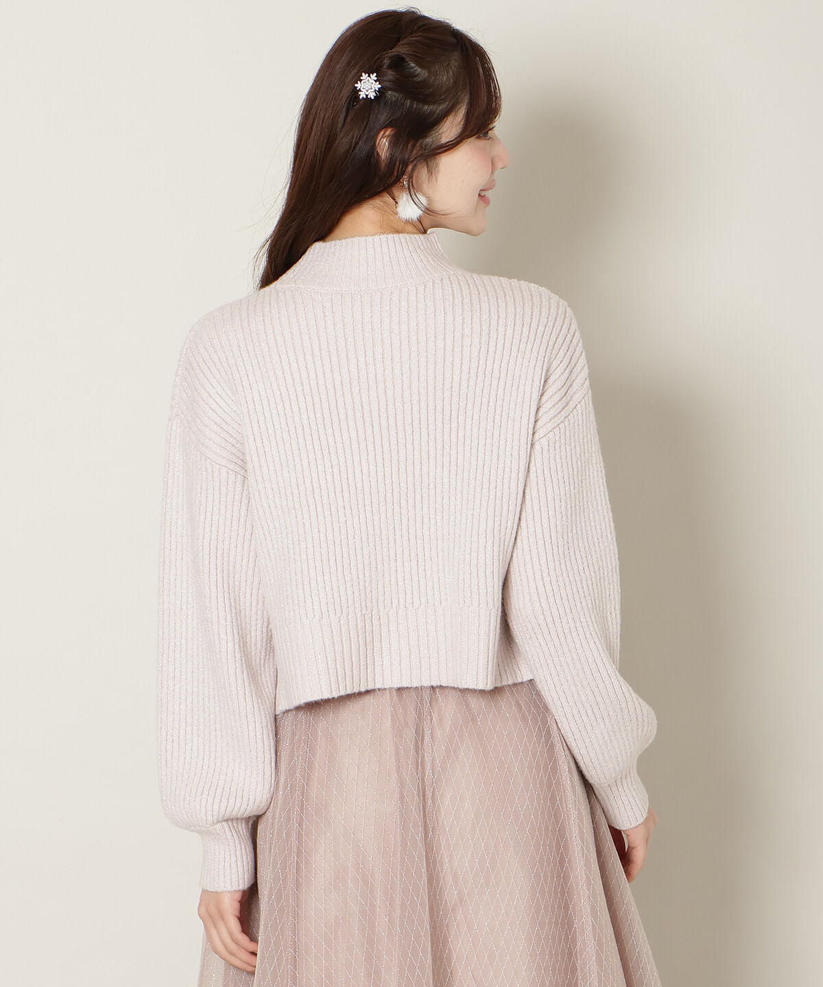 WILLSELECTION「ブローチ付きクロップドラメニット」|ニット・セーター|