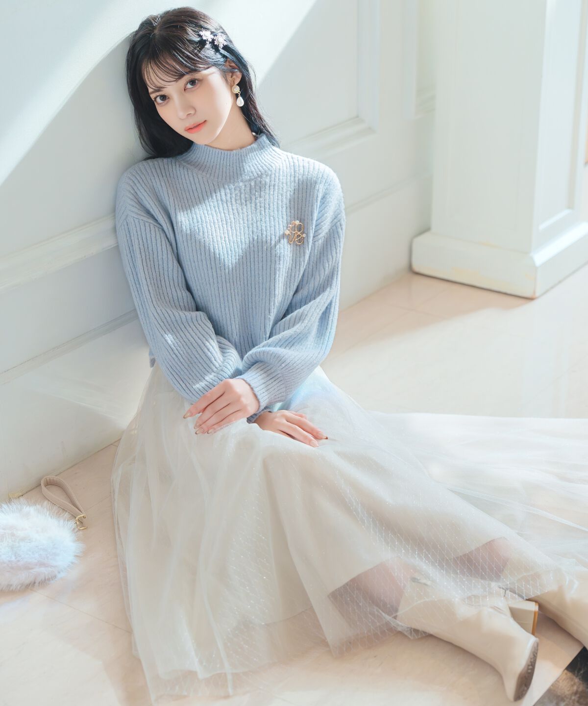 WILLSELECTION「ブローチ付きクロップドラメニット」|ニット・セーター|