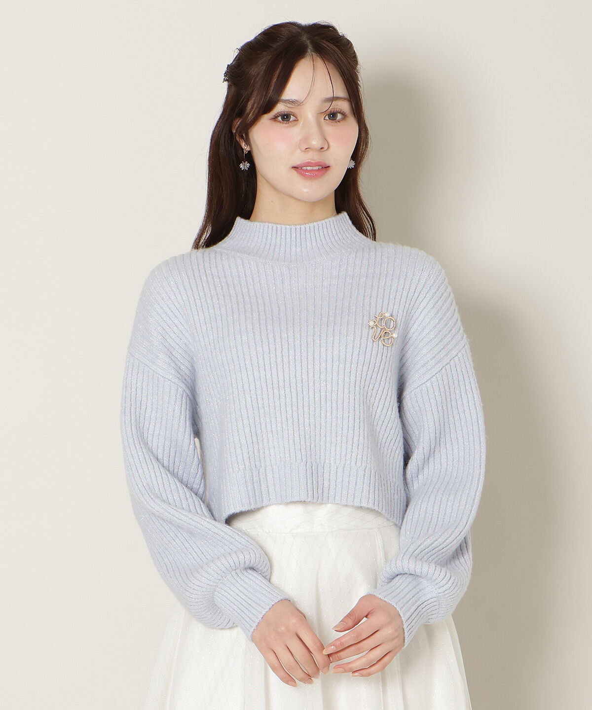 WILLSELECTION「ブローチ付きクロップドラメニット」|ニット・セーター|