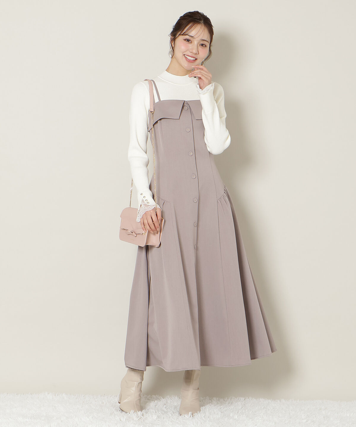 WILLSELECTION「ギャザー切替ストラップキャミワンピース」|ワンピース|茶系幾何､ﾊﾟﾈﾙ柄