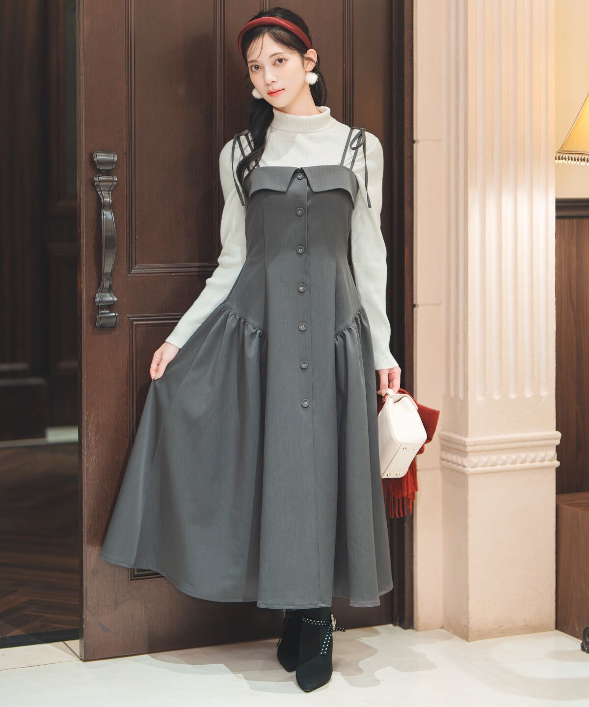 WILLSELECTION「ギャザー切替ストラップキャミワンピース」|ワンピース|ﾁｬｺｰﾙｸﾞﾚｰ