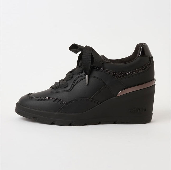 プラスダイアナ「ヒールアップスニーカー　HE46517」|スニーカー|クロ