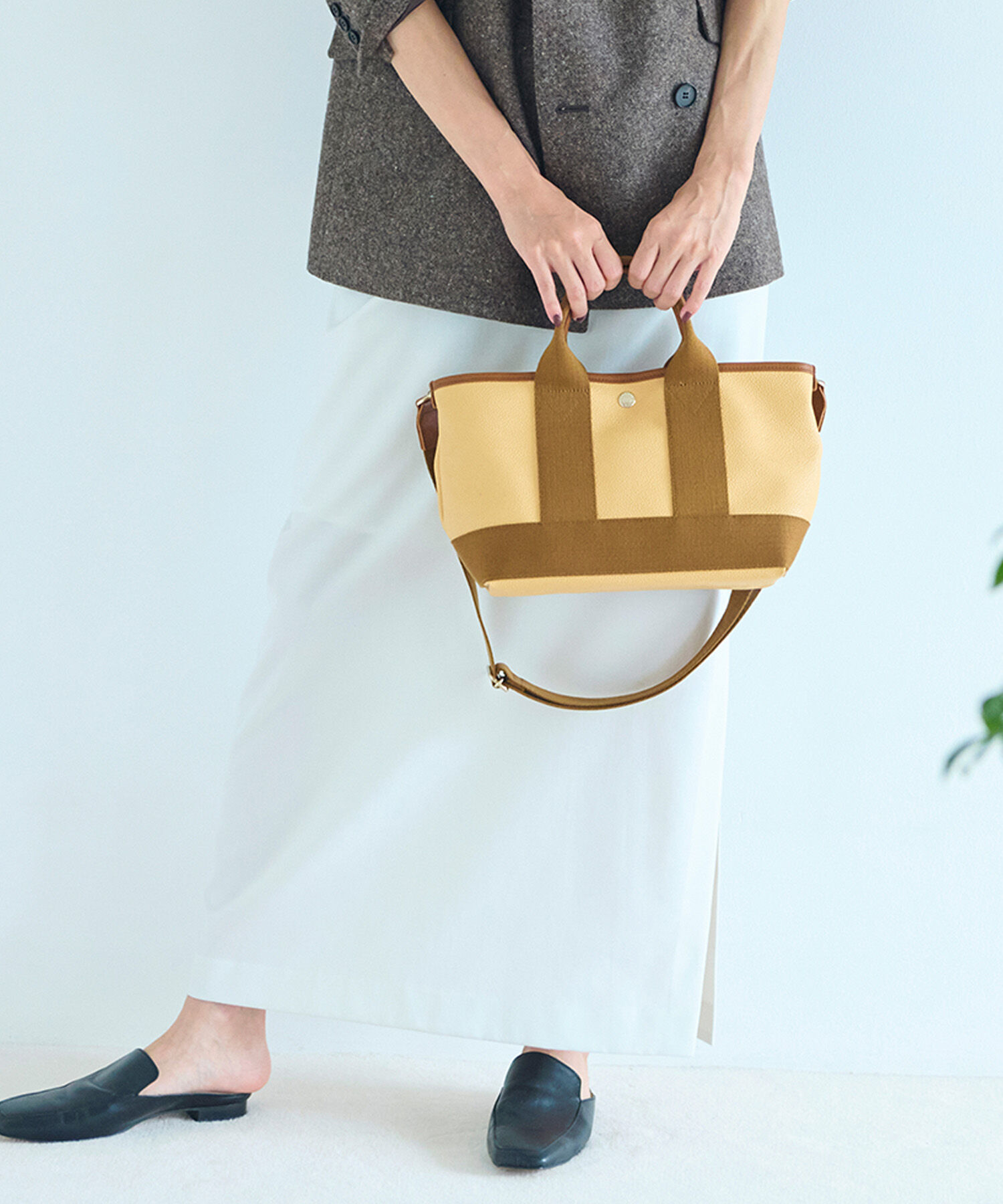 TOPKAPI BREATH「【Breath TOPKAPI】SCOTCH GRAIN スコッチグレイン ショルダー付き ミニ トートバッグ S」|トートバッグ|イエロー