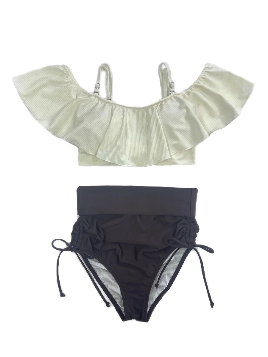 PEAK&PINE「無地オフショルダーワンピ見えビキニ」|ビキニ|