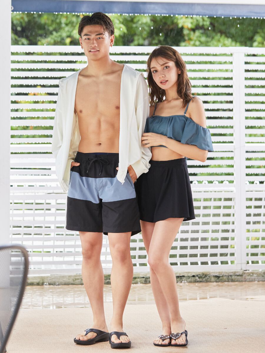 PEAK&PINE「無地オフショルダーワンピ見えビキニ」|ビキニ|