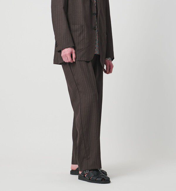 UNITED ARROWS「＜District＞ウォッシュド トロピカルウール 2プリーツ ワイドパンツ」|スラックス|DK.BROWN