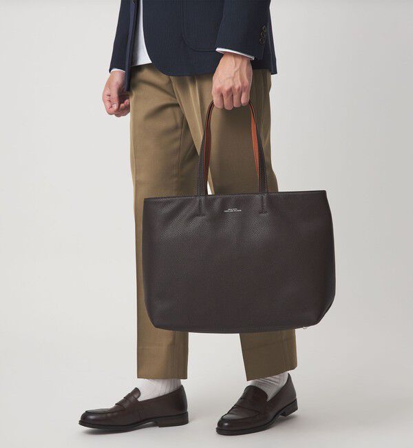 UNITED ARROWS green label relaxing「シボ レザーライク ジップ トート バッグ」|トートバッグ|DK.BROWN