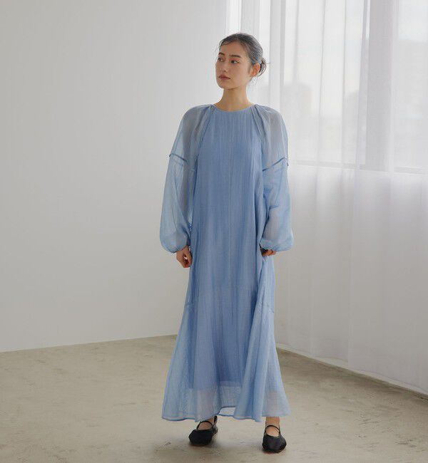 EMMEL REFINES「＜EMMEL REFINES＞EM バックリボン パイピング パフスリーブ ワンピース」|ワンピース|