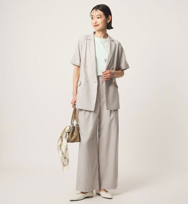 UNITED ARROWS green label relaxing「［size SHORT/TALLあり］ライト リネンライク タック ワイドパンツ UVカット 通気性」|スラックス|